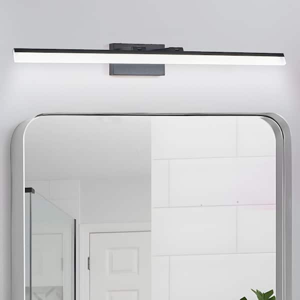 43 in. W Modern LED Bathroom Vanity Light-Sleek Black Metal Wall Light for Mirror, Dressing Room or Sink Area