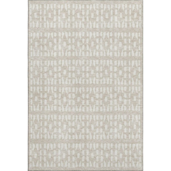 Addison Rugs Mayfield Premium Machine Washable Abstract AMF963 Beige 3 ft. x 5 ft. Area Rug