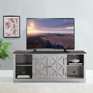 70 in. Saw Cut-Off White TV Stand for TVs Upto 78 in.