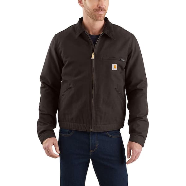 Carhartt Men's Large Dark Brown Cotton Washed Duck Detroit Jacket