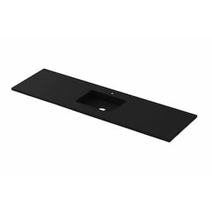 66 in. W x 22 in. D Solid Surface Vanity Top in Matte Black with Matte Black Rectangular Single Sink