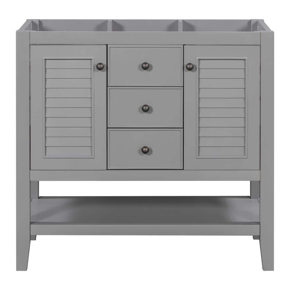 35 in. W x 18 in. D x 33 in. H Bath Vanity Cabinet without Top in Gray