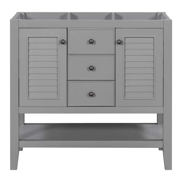 Unbranded 35 in. W x 18 in. D x 33 in. H Bath Vanity Cabinet without Top in Gray