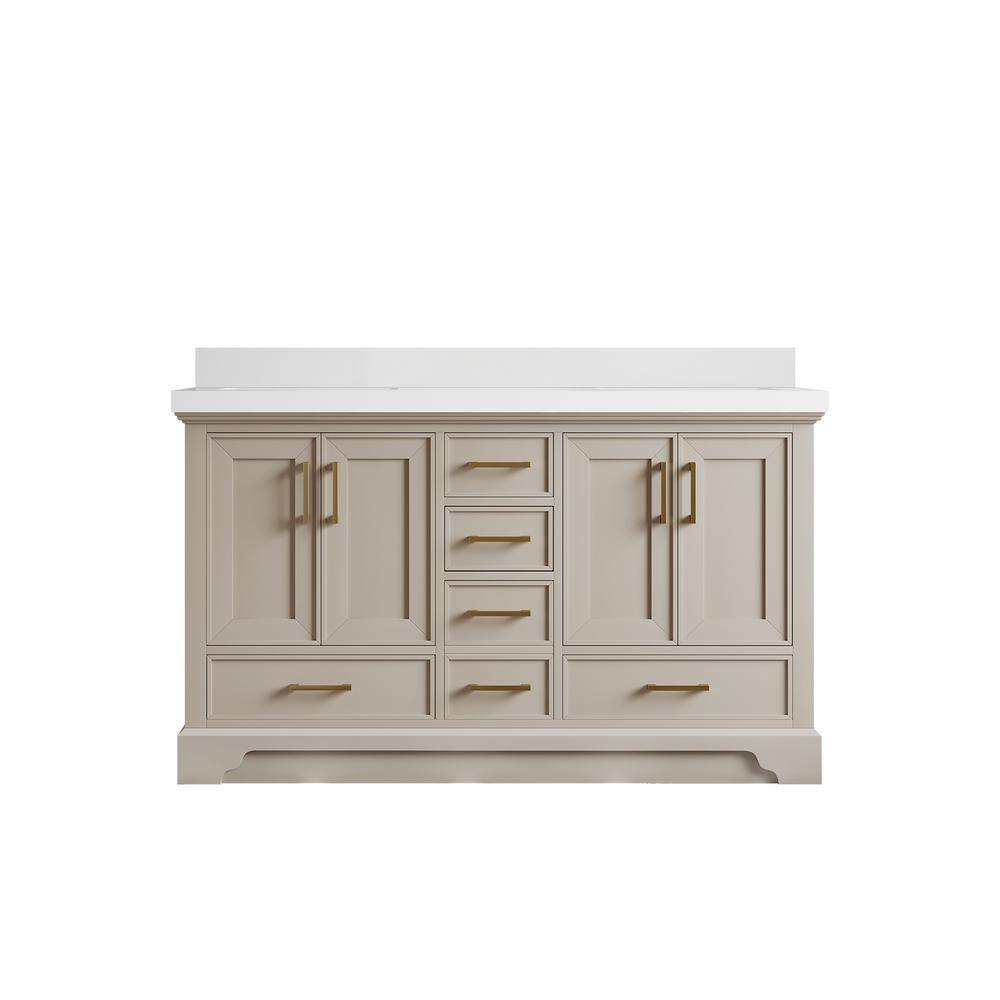 Charlotte 60 in. Double Sink Freestanding Fine Grain Bath Vanity with White Qt. Top Unassembled price history on PriceWatchPro