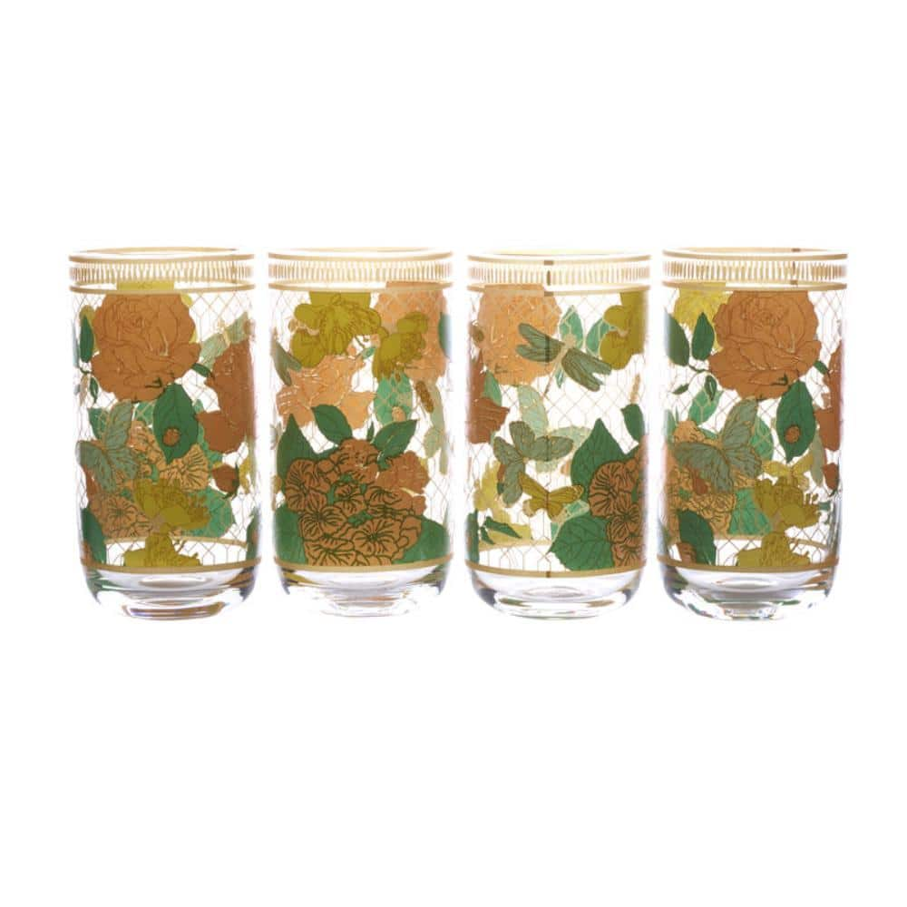 Fitz and Floyd Trestle Set of 4 Blush Highball Glasses