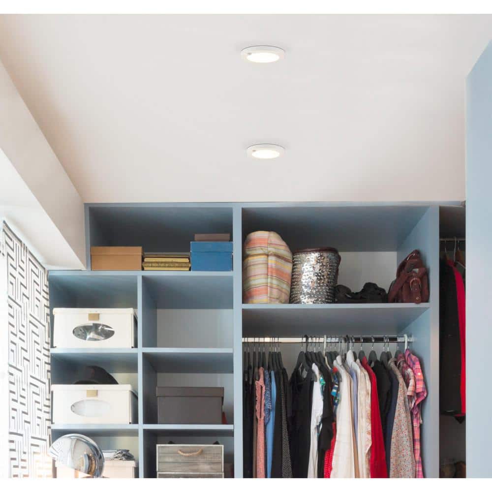 White Glass LED Flush Mount Ceiling Light with Motion Sensor