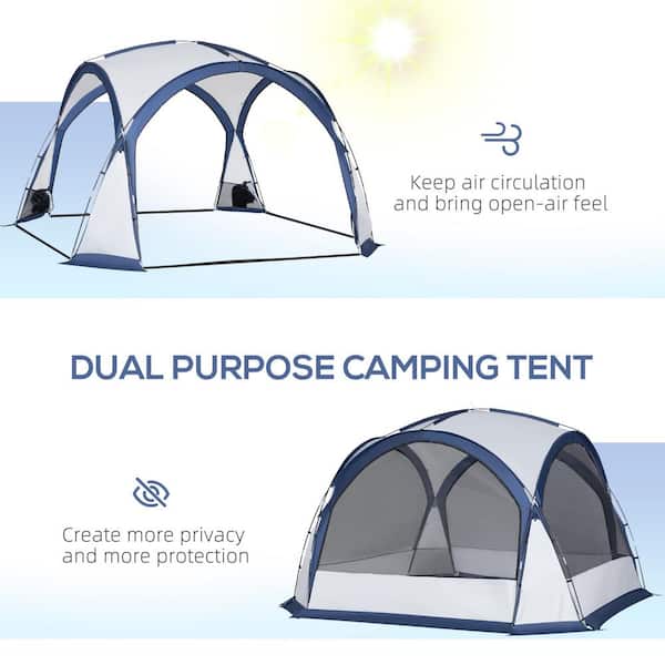 8-Person 2-Room Modified Dome Tent 4 Windows and Mesh Ceiling w/ Roll Back Fly 