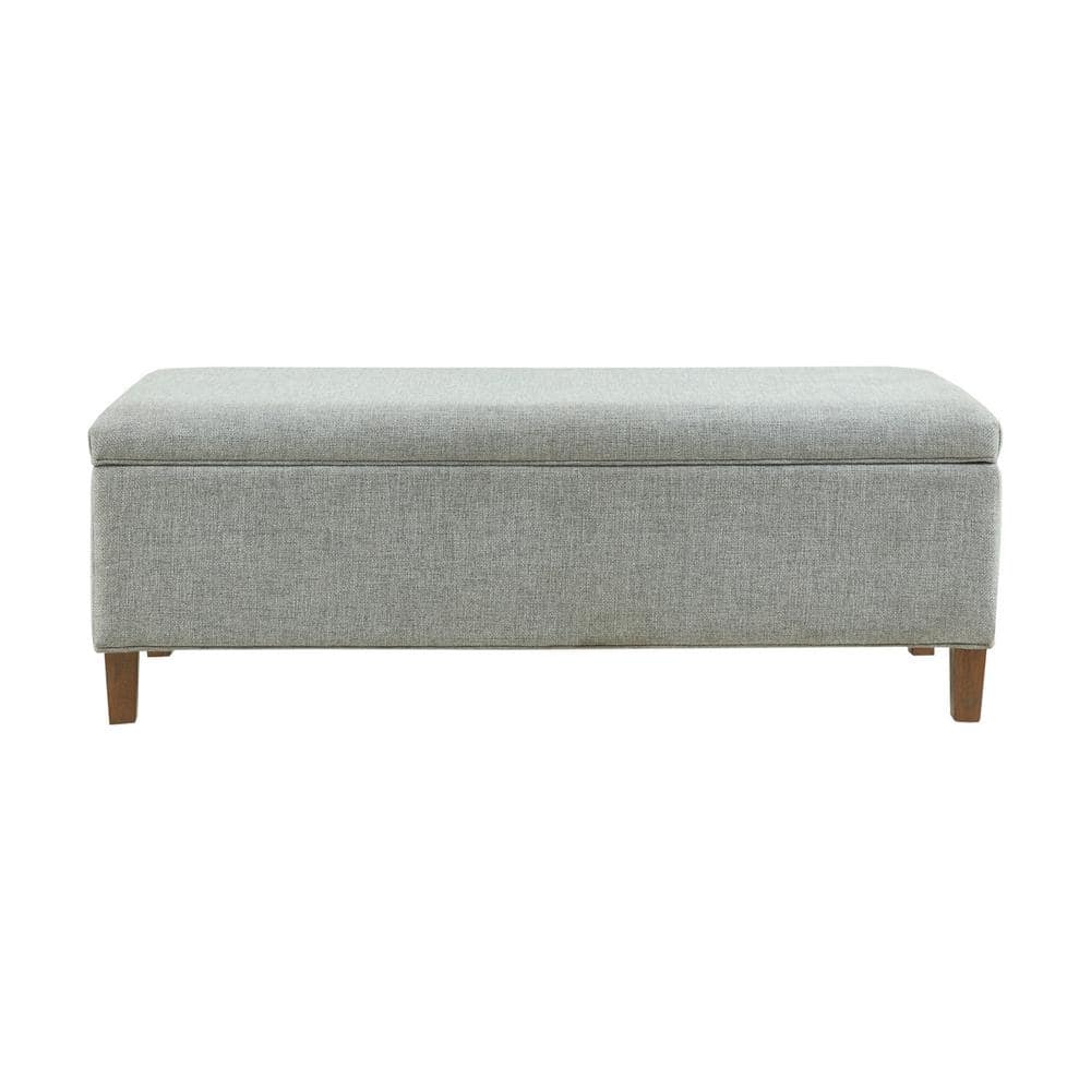 Soft Blue 48" Upholstered Storage Bench with Wood Legs