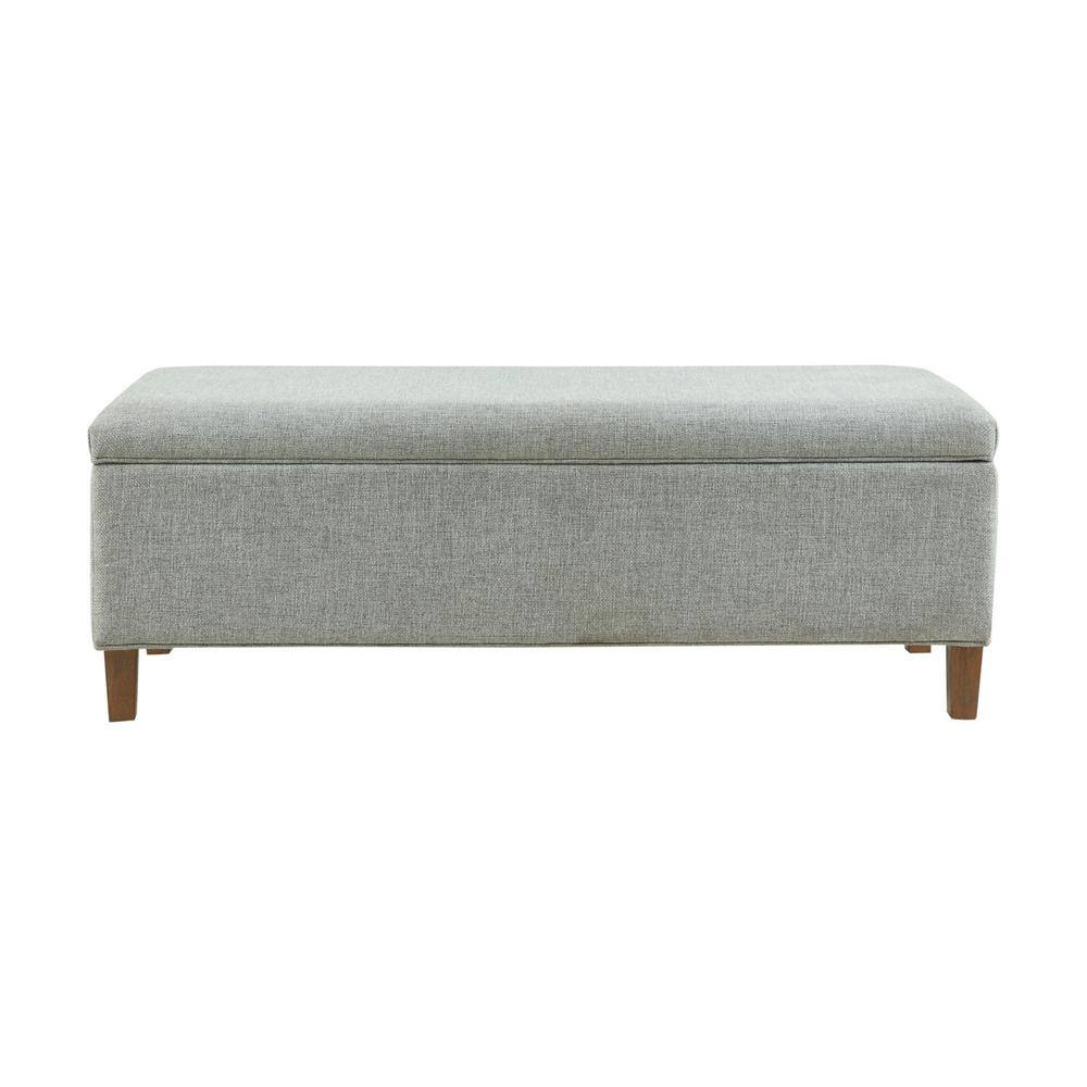 Soft Blue 48" Upholstered Storage Bench with Wood Legs