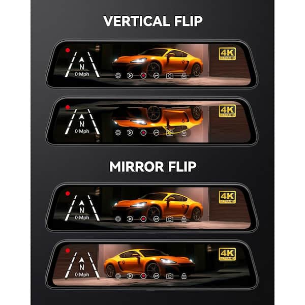 Adrinfly 12 in. 2160P Full HD Smart Mirror, 4K Mirror Dash Cam