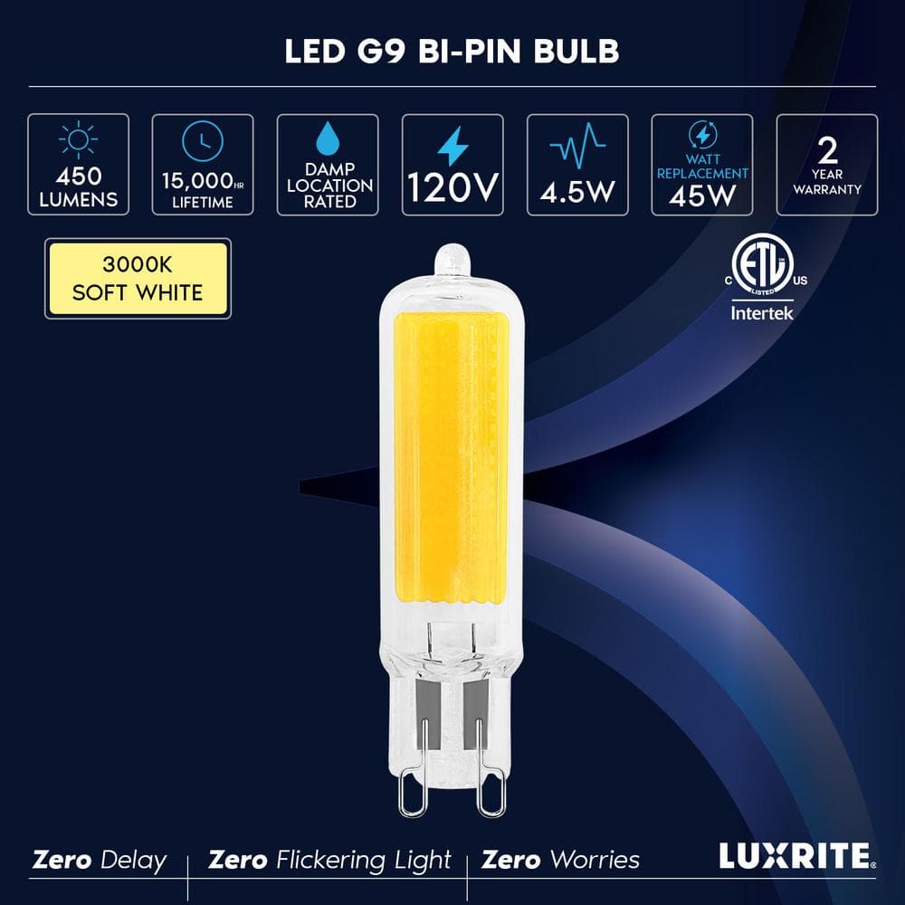 50 Watt Equivalent Clear Glass Dimmable Bi-Pin LED Bulbs