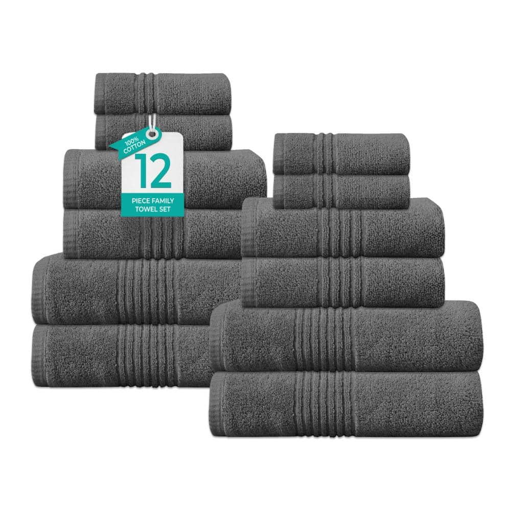 Home Weavers Hazel 500GSM Cotton Zero Twist Super Absorbent Bath Towel Set, 13x13 (4), 16x24 (4), 27x54 (4), Dark Grey price history on PriceWatchPro