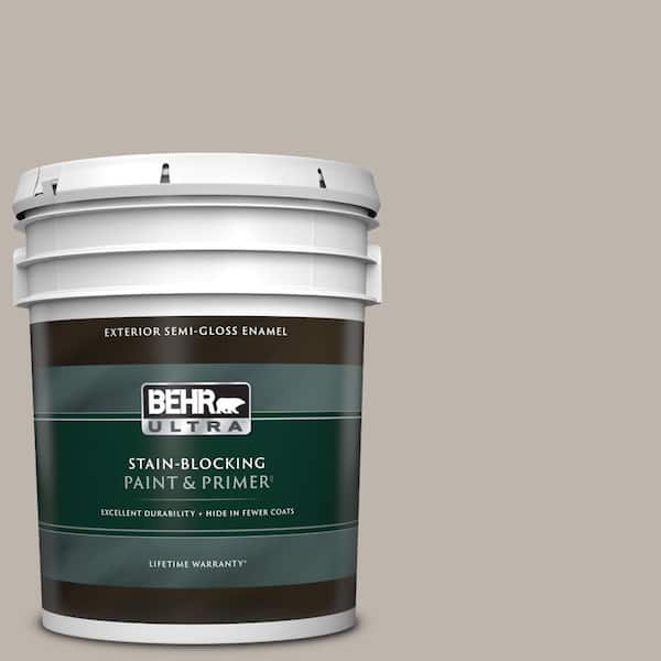BEHR ULTRA 5 gal. #PPU18-12 Graceful Gray Semi-Gloss Enamel Exterior Paint & Primer
