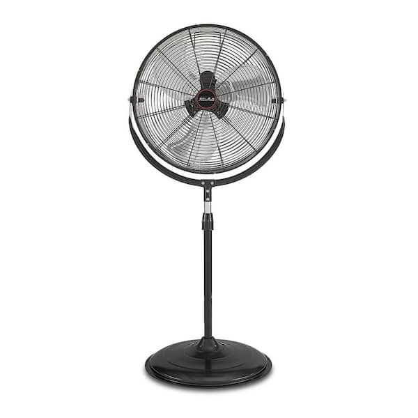 20 in. Adjustable 3-Speed Standing Pedestal Floor Fan in Black