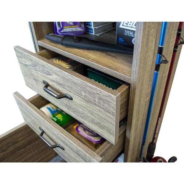 American Furniture Classics 12 Rod Fishing Storage and Organization Cabinet,  Barn Wood Laminate 703 - The Home Depot
