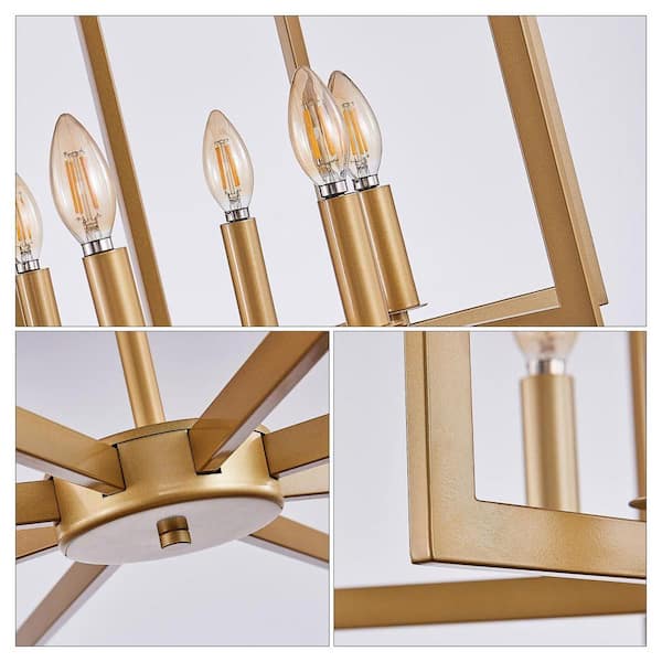 Sunpez 27 in. W 8-Light Gold Ceiling Chandelier Modern Pendant