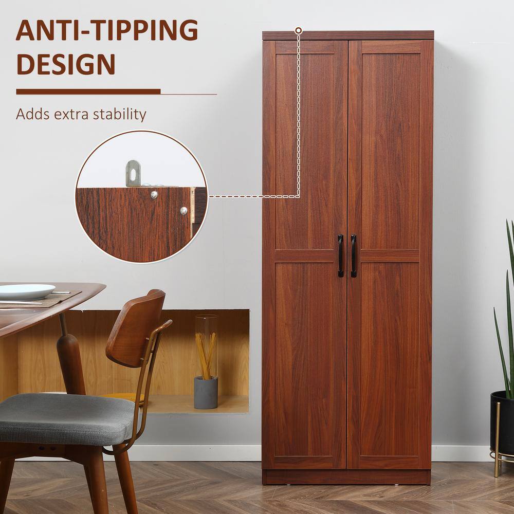 Brown Recessed Panel 63" Tall Kitchen Pantry Storage Cabinet