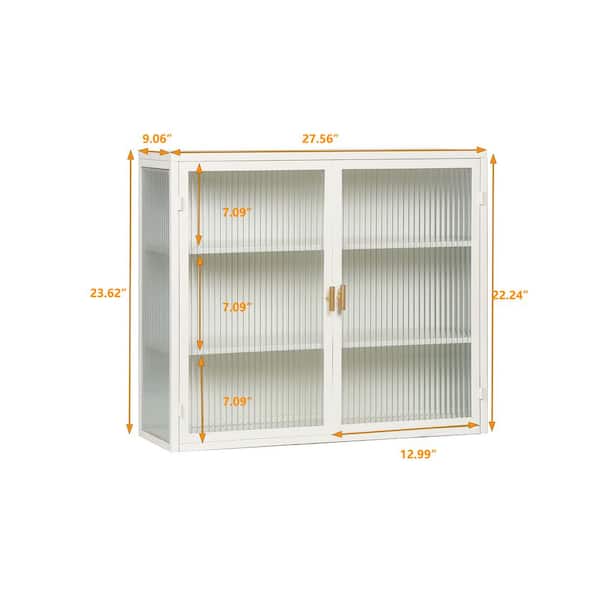 9.06 in. W x 27.56 in. D x 23.62 in. H in White Metal Ready to Assemble Wall Kitchen Cabinet with 3-Tier Storage