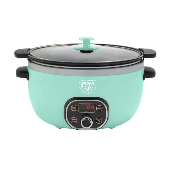 GreenLife 6 Qt. Turquoise Slow Cooker CC004775-001 - The Home Depot