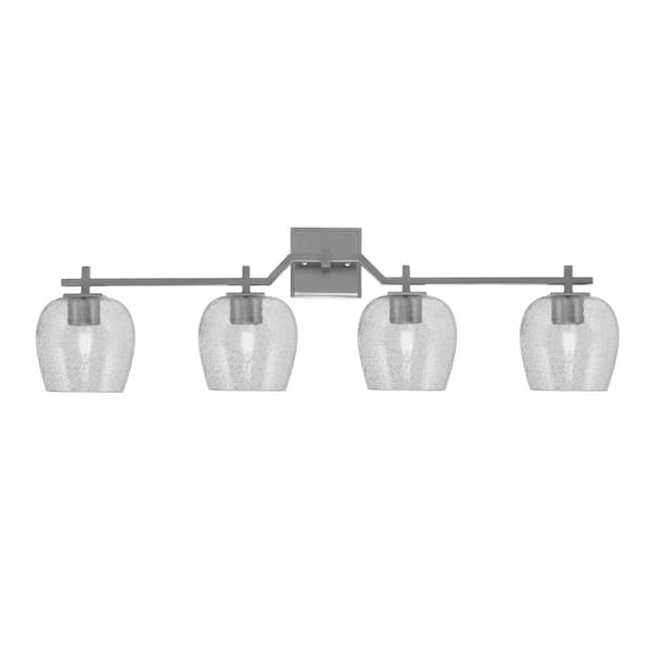 Unbranded Bridgewater 36 in. 4 Light Vanity Light Graphite with 6 in. Smoke Bubble Glass Shades, No Bulbs Included