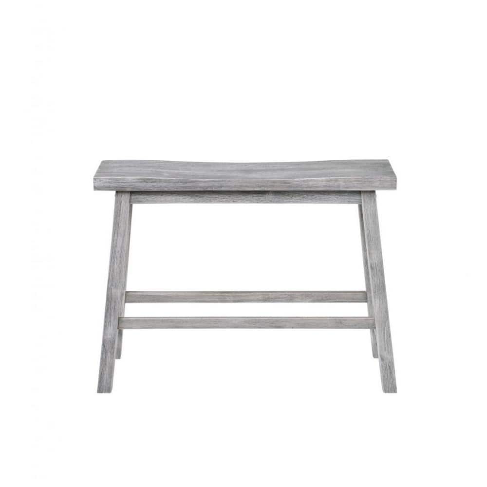 Storm Gray 4-Piece Solid Acacia Wood Pub Set with Saddle Stools