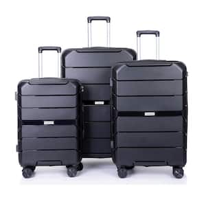 Luggage 3-Piece Set with TSA Lock Hard Shell Suitcase Swivel Wheels (20/24/28), Black