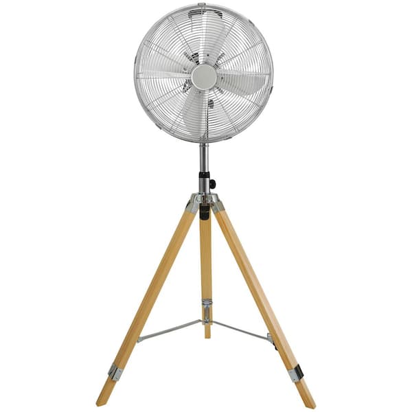 Xppliance 16 in. Retro Tripod Fan, Home Air Circulation Nostalgic Vertical Fan, 3 Speeds, Adjustable Height, Silver