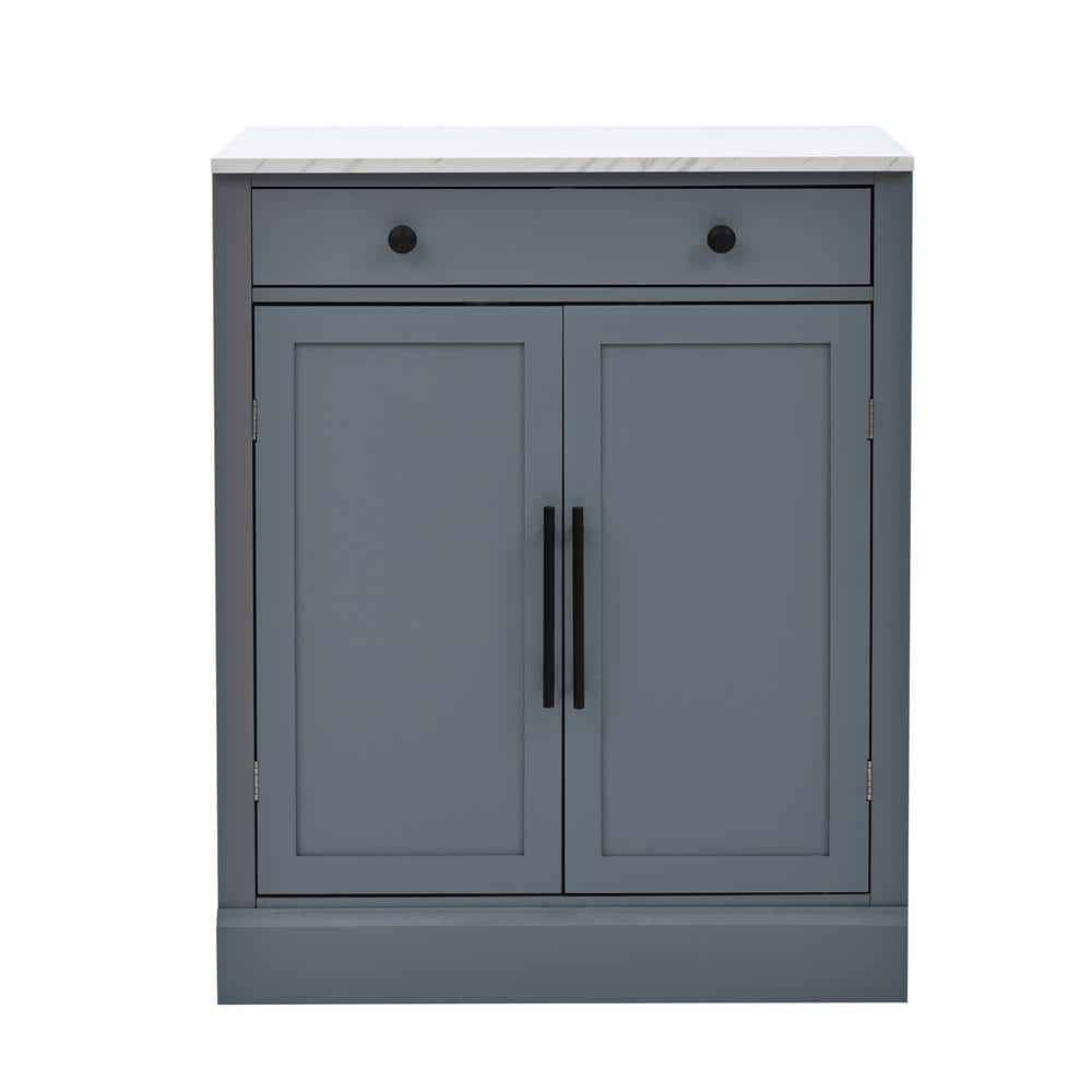2-Shelf Gray Freestanding Kitchen Pantry Cabinet with Drawer and 2 Door She