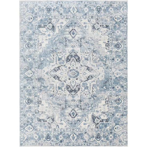 Lillian Blue 8 ft. x 10 ft. Medallion Machine-Washable Indoor Area Rug