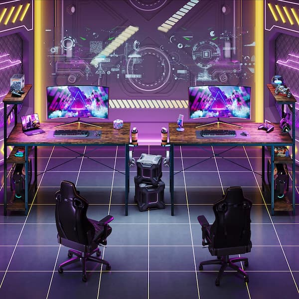 Amazon.com: SEDETA White Gaming Desk 78.8'' with LED Lights