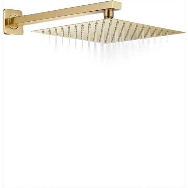 Unbranded Rain Shower Head 1-Spray Patterns with 1.8 GPM 10 in., ‎Wall Mount Rain Fixed Shower Head in Brushed Gold.