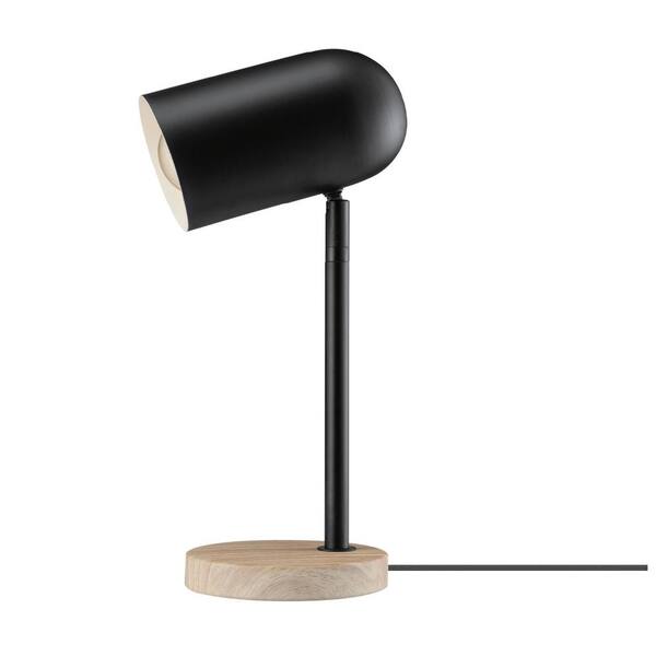 Novogratz x Globe Electric Novogratz x Globe Portland 15 in. Matte Black Desk Lamp with Faux Wood Base