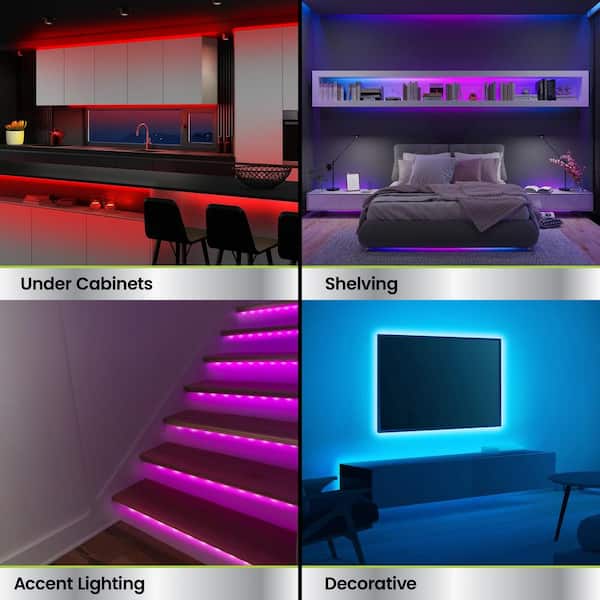 BAZZ 10-Foot Self-Adhesive Under Cabinet LED Strip Light - Cuttable, Linkable, Plug-in Or Direct Wire, 3000K Soft White