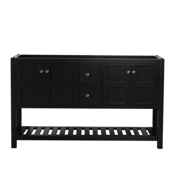 Unbranded Manhattan 60 in. W x 18 in. D x 35 in. H Bath Vanity Cabinet without Top in Black
