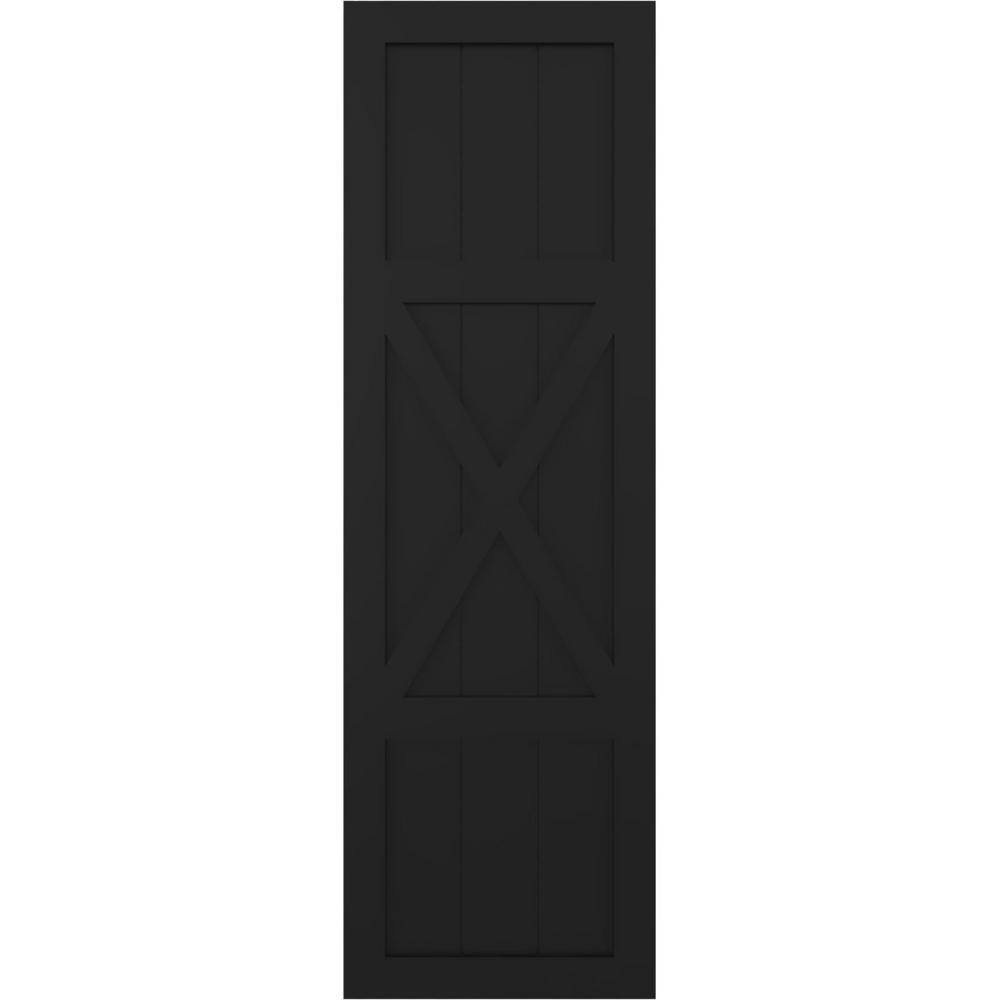 15 in. x 48 in. True Fit PVC Center X-Board Farmhouse Fixed Mount Board and Batten Shutters Pair in Black price history on PriceWatchPro