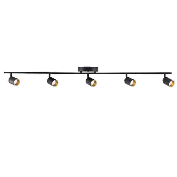 Shura 5-Light Black Integrated LED Track Light with Rotatable Heads, 4 ft. Fixed Track Lighting Kit, 3000k, 2450 Lumens