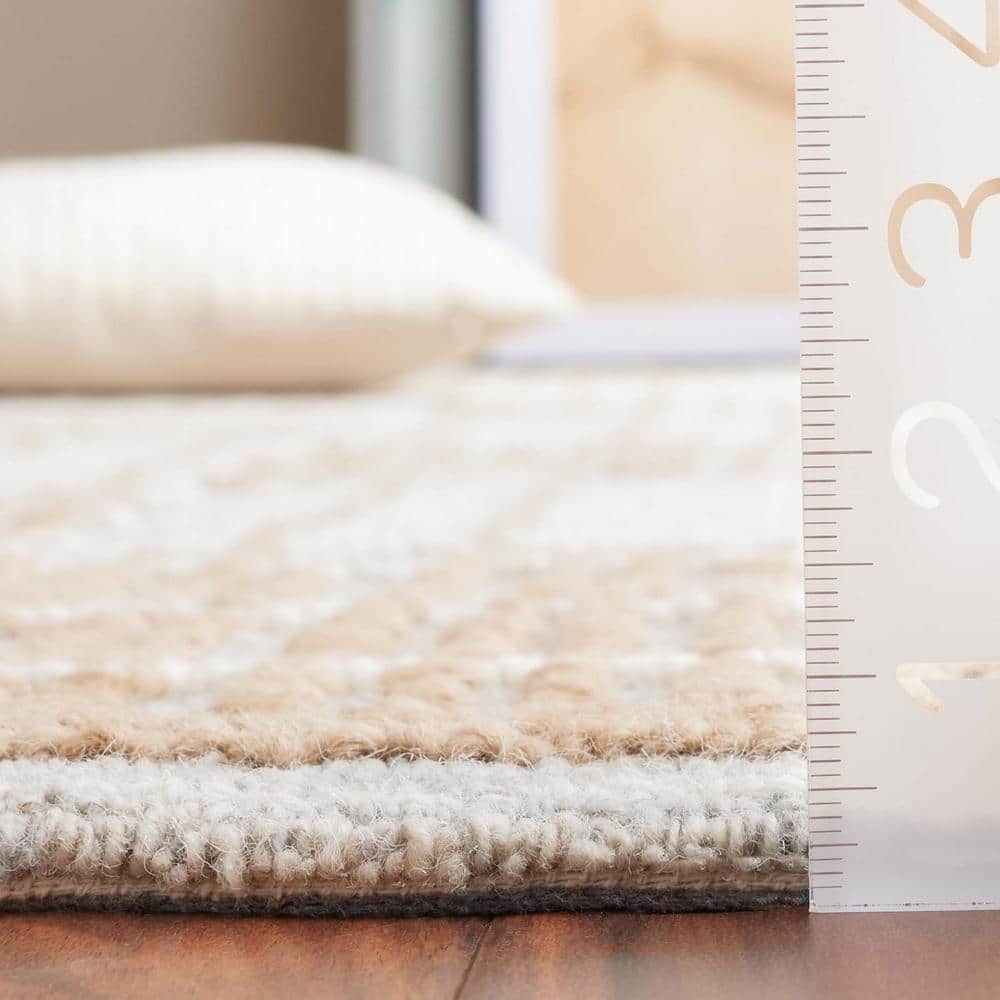 Handmade Tufted Sage and Taupe Abstract Wool Rug, 9' x 12'