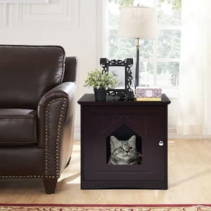 Multi-function Wood Cat Litter Box Enclosure, Covered Cat House