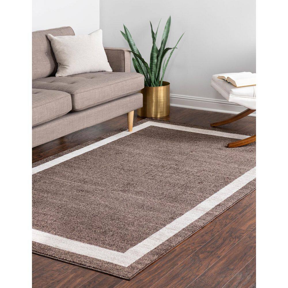 Brown and Ivory Rectangular Tufted Washable Area Rug