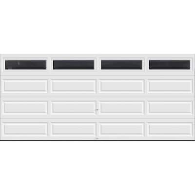 Classic Collection 16 ft. x 7 ft. 18.4 R-Value Intellicore Insulated White Garage Door with Plain Windows