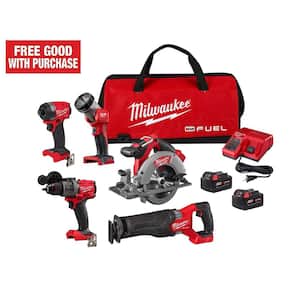 M18 FUEL 18V Lithium-Ion Brushless Cordless Combo Kit (5-Tool) with Two 5.0 Ah Batteries, 1 Charger 1 Tool Bag
