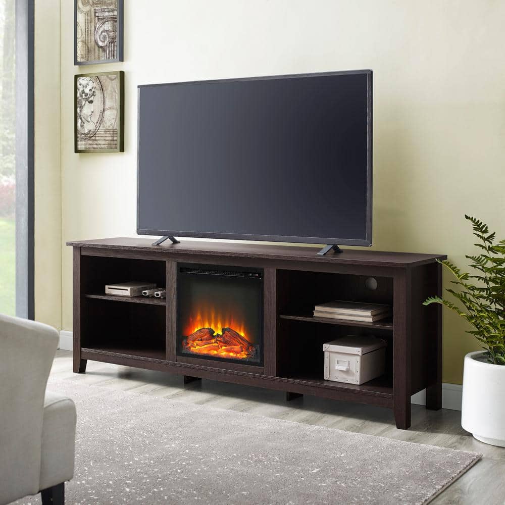 Espresso 70" MDF Fireplace TV Stand with Storage