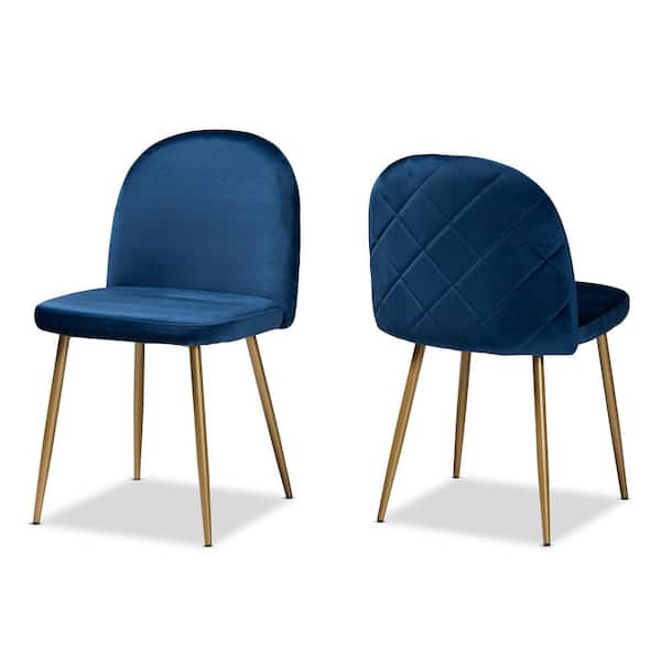 Baxton Studio Fantine Navy Blue and Gold Dining Chair (Set of 2)