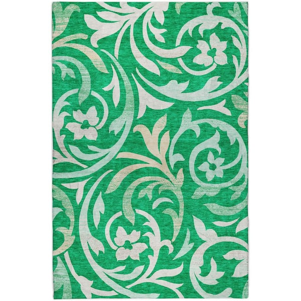 Dream Shag Premium Machine Washable Abstract ADS764 Green 10 ft. x 14 ft. Area Rug