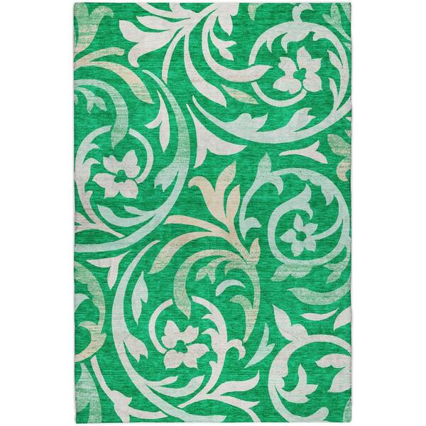Dream Shag Premium Machine Washable Abstract ADS764 Green 5 ft. x 7 ft. 6 in. Area Rug