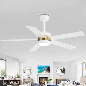 Mayra 52 in. Integrated LED Indoor Gold and White Ceiling Fans with Light and Remote Control Included