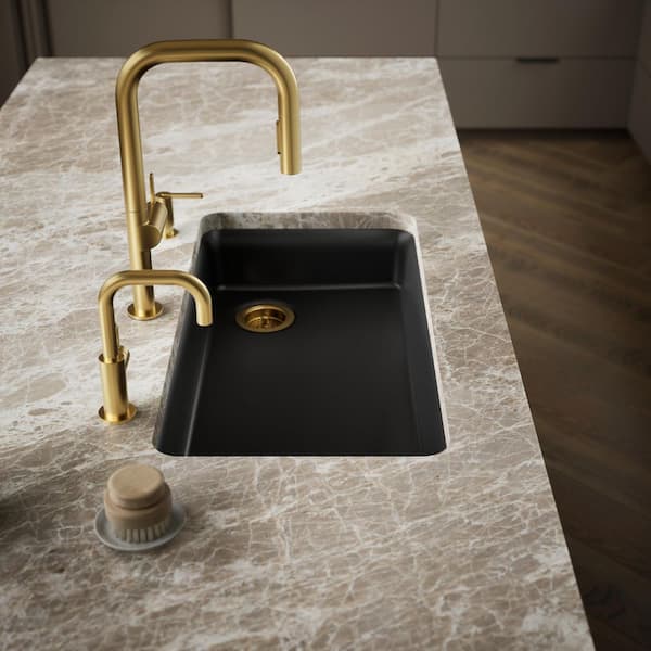 KOHLER Cairn Matte Black Granite Composite 33 in. Single Bowl