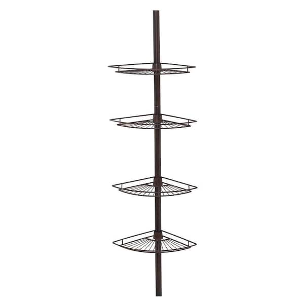 Zenna Home Tub and Shower Tension Pole Caddy with 4 Shelf in Oil Rubbed Bronze