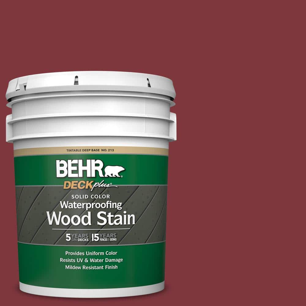 BEHR DECKplus 5 Gal SC 112 Barn Red Solid Color Waterproofing   Barn Red Behr Deckplus Exterior Wood Stains 21305 64 1000 