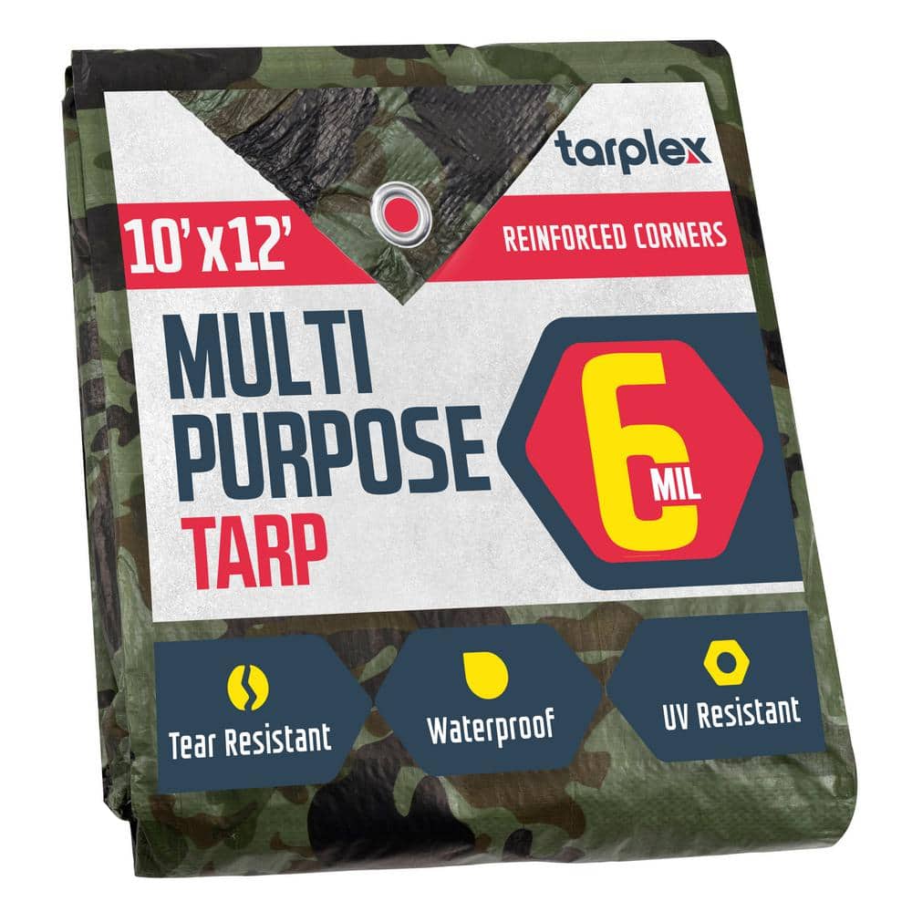 Tarplex 10 ft. x 12 ft. Camo All Purpose Tarp 6-Mil Poly, Waterproof UV Res